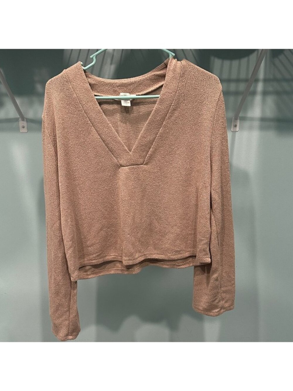 Women's Tan V-Neck Top